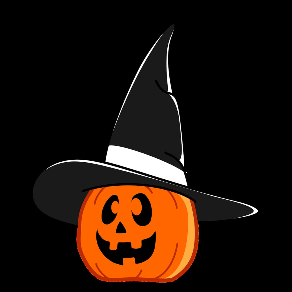 halloween, pumpkin, witch hat