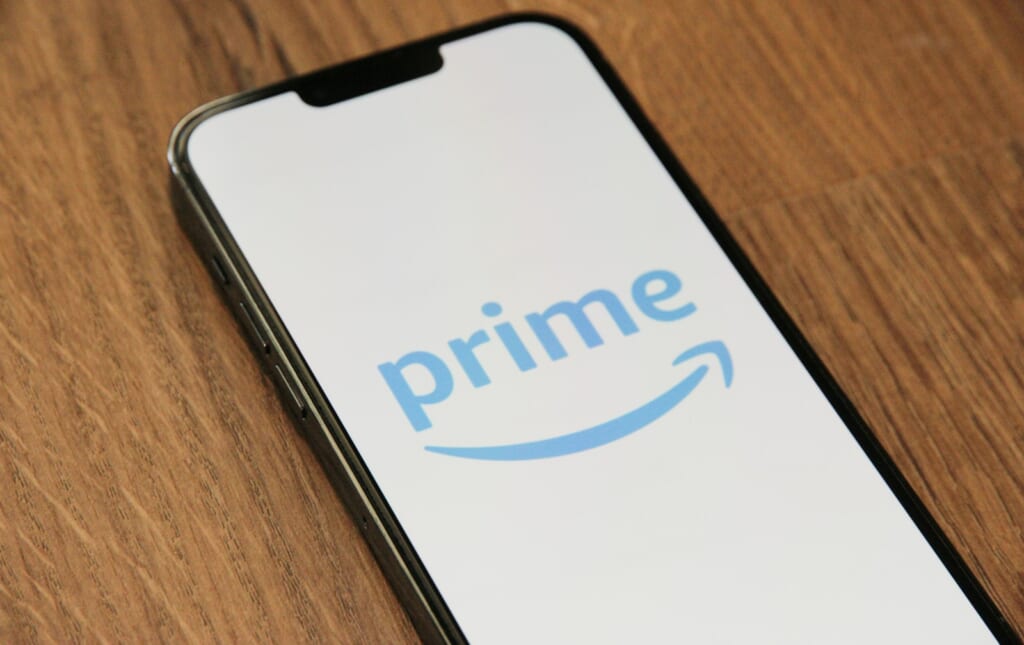 a phone with the amazon prime logo on it