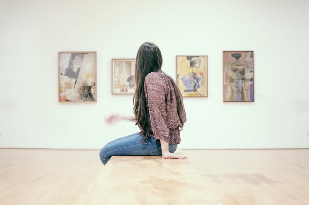 woman sitting on floor