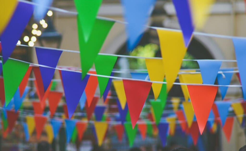 assorted-color pennants