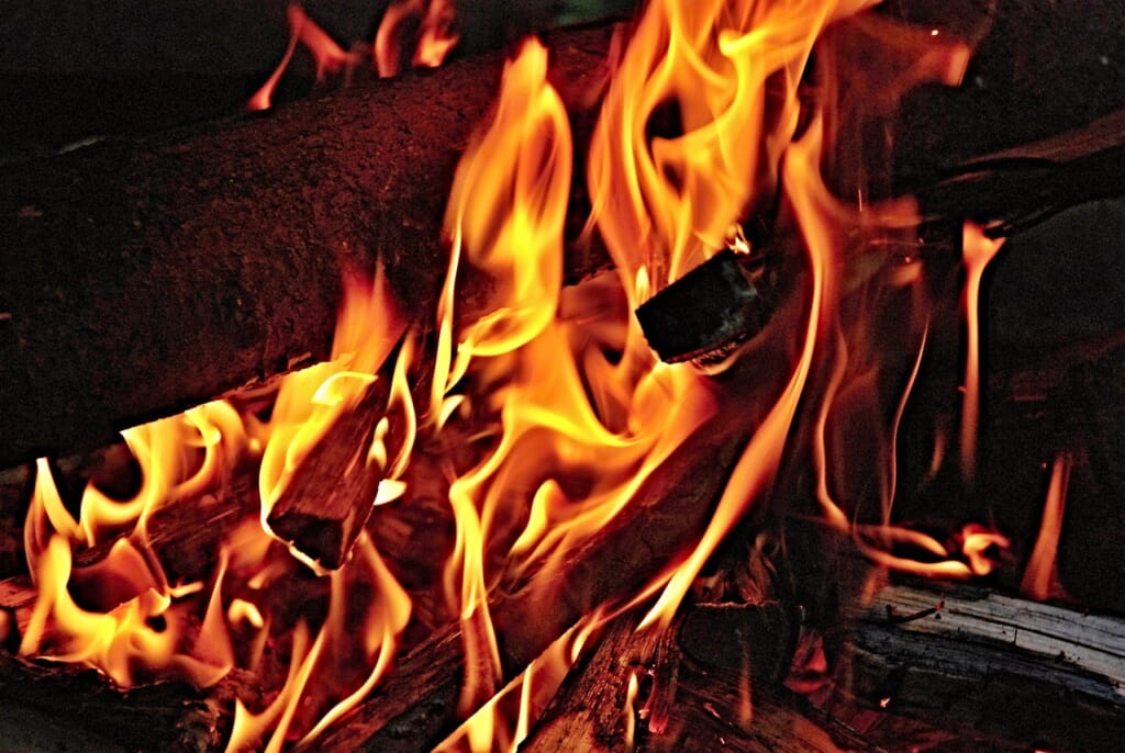 fire, flames, firewood