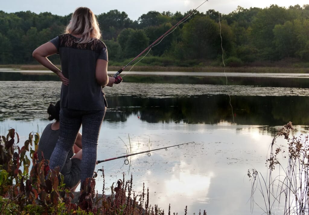 woman, nature, fishing