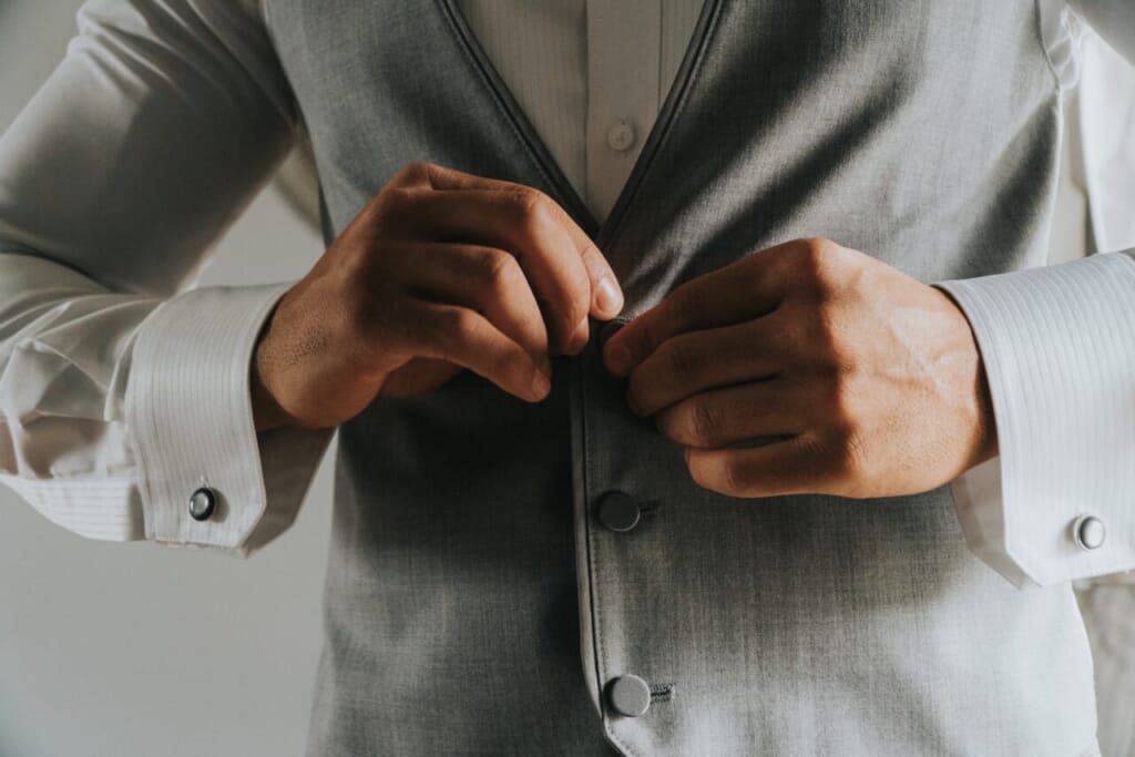 men's gray formal suit jacket