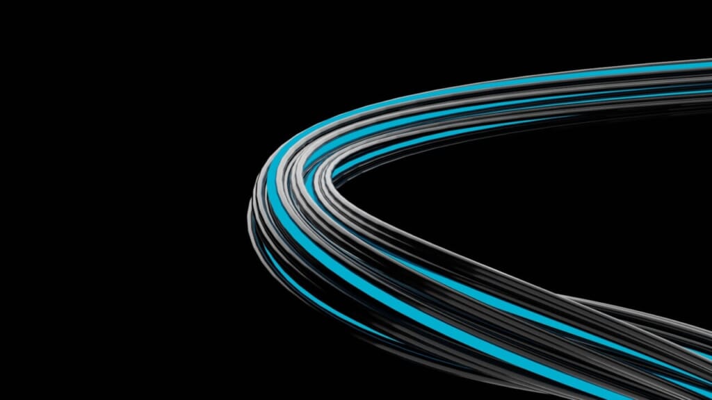 a black background with blue and white lines